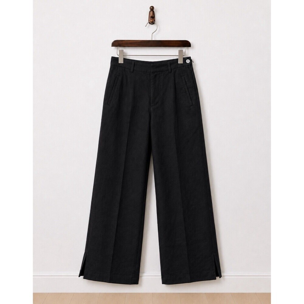 The Limited Black Linen Blend Pants Minimalist High Rise Tapered Leg Size 6